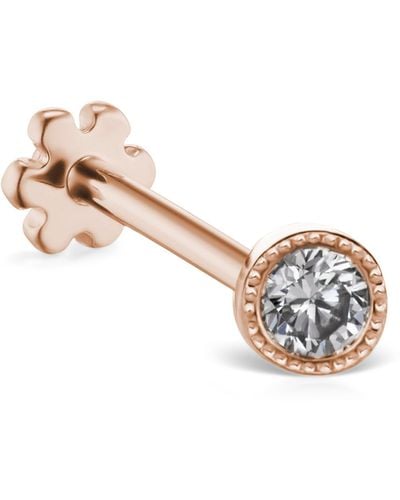 Maria Tash Rose Gold Scalloped Set Diamond Threaded Stud Earring (3mm) - Metallic