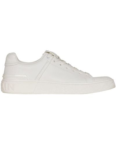 Balmain Leather B-court Sneakers - White