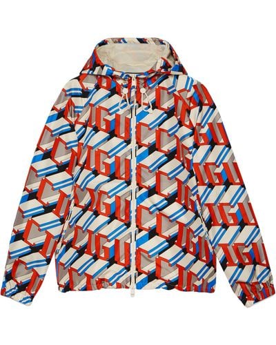 Gucci Pixel Print Zip-up Jacket - Red