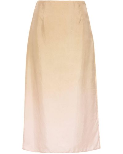 Prada Silk Gradient Midi Skirt - Natural