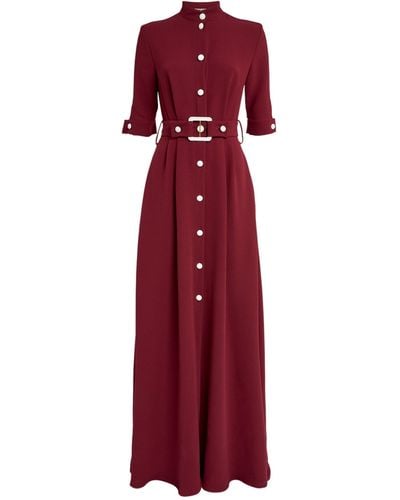 Edeline Lee Belted Chromatic Shirt Gown - Red