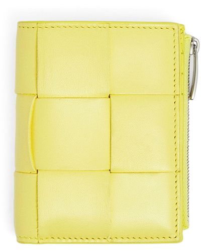 Bottega Veneta Leather Cassette Bifold Wallet - Yellow