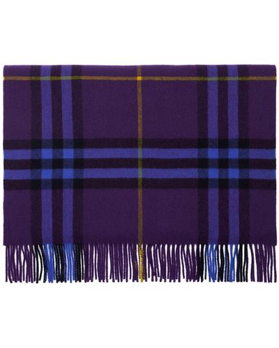 Burberry Cashmere Check Scarf - Purple