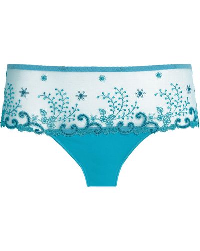 Simone Perele Lace Embroidered Shorty Briefs - Blue