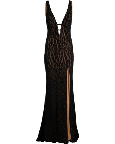 Jovani Embellished Plunge-neck Gown - Black