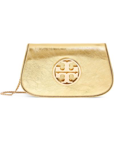 Tory Burch Metallic Leather Reva Clutch Bag