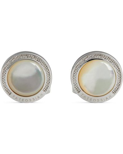 Tateossian Sterling Silver And Mother-of-pearl Cufflinks - Metallic