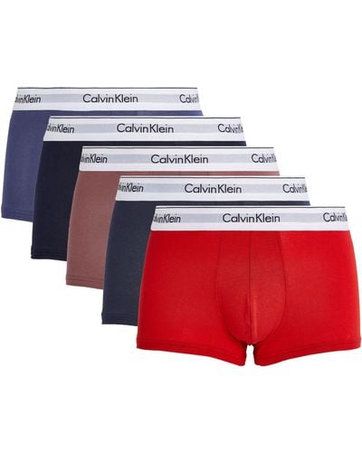 Calvin Klein Cotton Stretch Trunks (pack Of 5) - Red