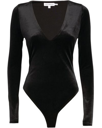 GOOD AMERICAN Velvet V-neck Bodysuit - Black