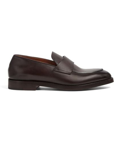 Zegna Leather Torino Loafers - Brown