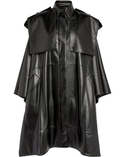 Matériel Eco-leather Padded-shoulder Cape - Black