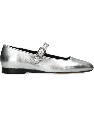 Le Monde Beryl Metallic Leather Mary Janes - White