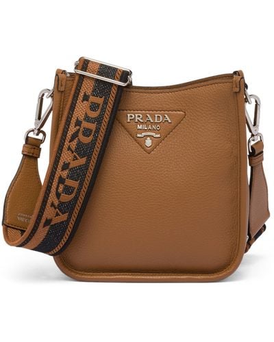 Prada Mini Leather Cross-body Bag - Brown