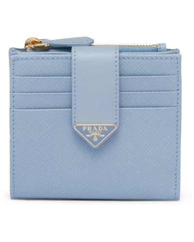 Prada Saffiano Leather Bifold Wallet - Blue