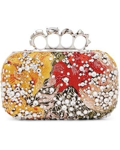 Alexander McQueen Floral Four-ring Clutch - Red