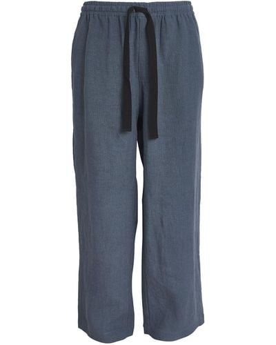 Commas Linen Wide-leg Pants - Blue