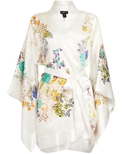 Meng Silk Short Kimono - White