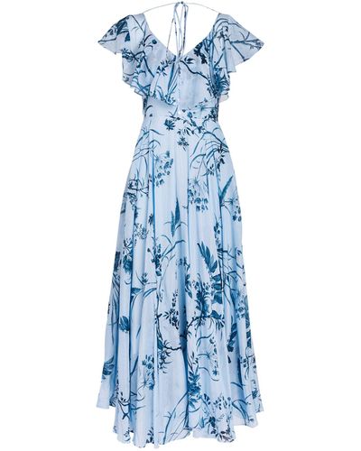 Erdem Floral Print Maxi Dress - Blue