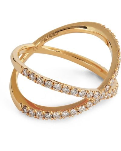 Eva Fehren Yellow Gold And Diamond X Shorty Ring - Metallic