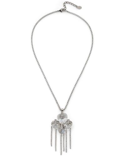 Jimmy Choo Crystal-embellished Heart Drop Necklace - Metallic