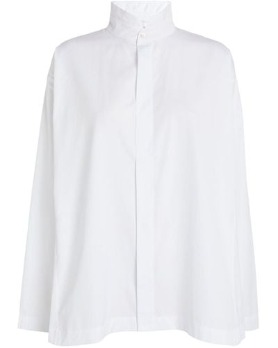 Eskandar Paneled A-line Shirt - White