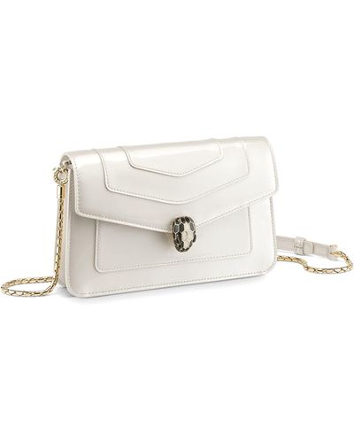 BVLGARI Leather Serpenti Forever Chain Wallet - White