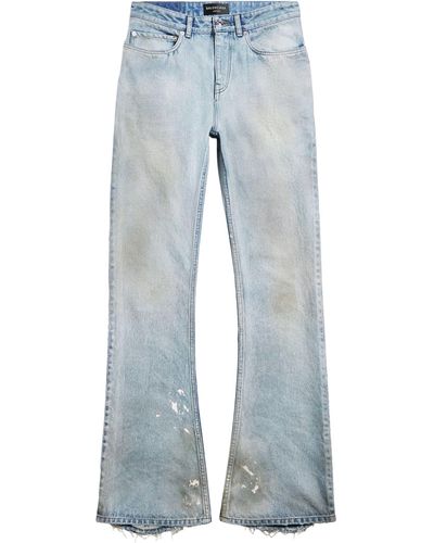 Balenciaga Distressed Bootcut Jeans - Blue