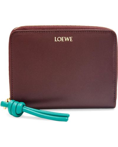 Loewe Leather Knot Zip-around Wallet - Red