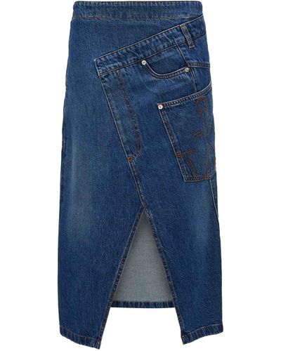 JW Anderson Denim Asymmetric Midi Skirt - Blue