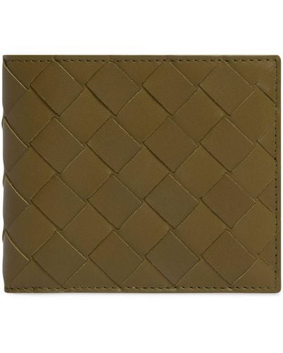 Bottega Veneta Leather Intrecciato Bifold Wallet - Green