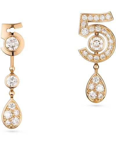 Chanel Beige Gold And Diamond N ̊5 Transformable Earrings - Metallic