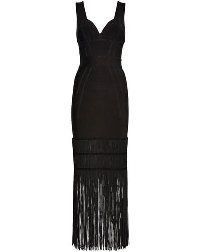 Hervé Léger Fringe-trim Sleeveless Gown - Black