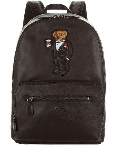 Polo Ralph Lauren Bear Motif Leather Backpack - Black