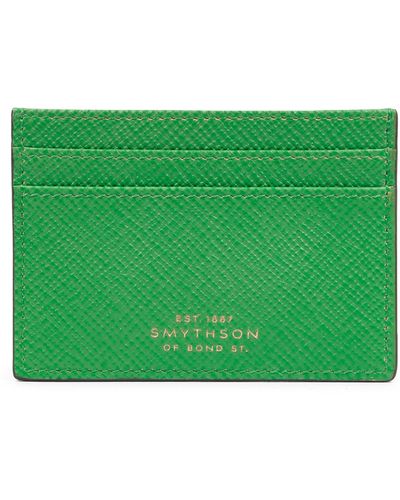 Smythson Panama Leather Card Holder - Green