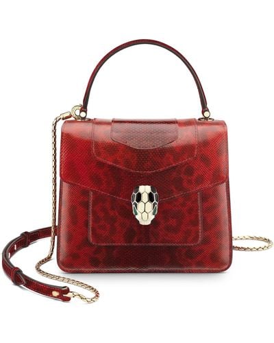 BVLGARI Karung Serpenti Forever Top-handle Bag - Red