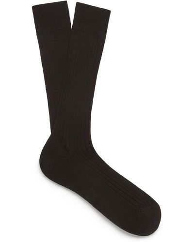 Zegna Cotton Rib Socks - Black