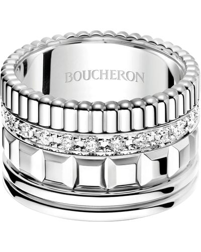Boucheron Large White Gold And Diamond Quatre Radiant Ring - Metallic
