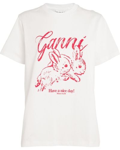 Ganni Bunny Print T-shirt - White