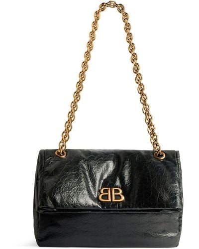 Balenciaga Small Leather Monaco Shoulder Bag - Black