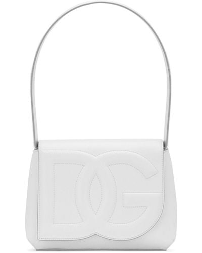 Dolce & Gabbana Leather Dg Logo Shoulder Bag - White