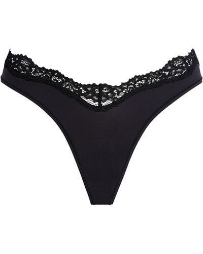 Skims Lace-trim Fits Everybody Dipped Thong - Black