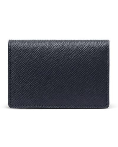 Smythson Leather Panama Folded Card Holder - Blue
