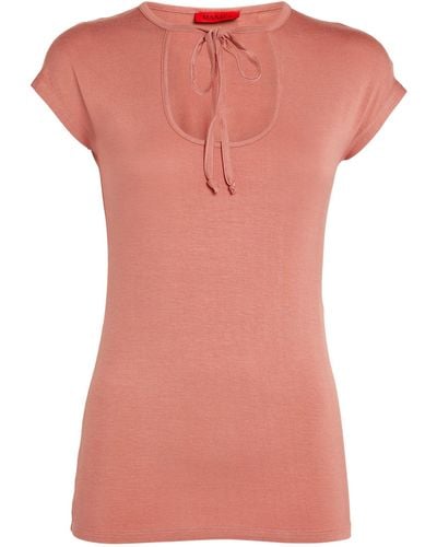 MAX&Co. Cut-out Tie-neck T-shirt - Pink