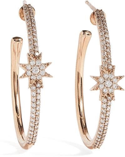 BeeGoddess Rose Gold And Diamond Venus Star Hoop Earrings - White