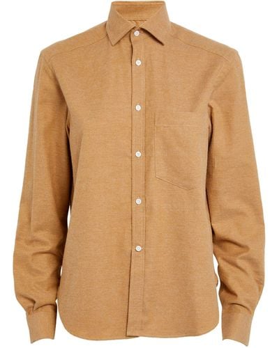 With Nothing Underneath Cotton-cashmere The Classic Shirt - Brown