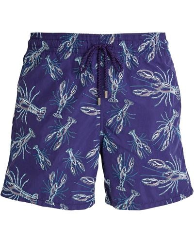 Vilebrequin Lobster-embroidered Mistral Swim Shorts - Blue