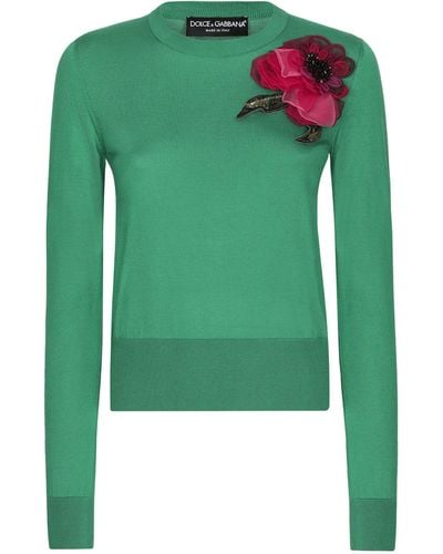 Dolce & Gabbana Silk Corsage Jumper - Green