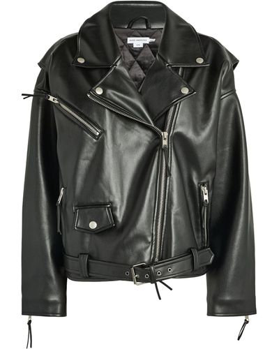 GOOD AMERICAN Faux Leather Moto Jacket - Black