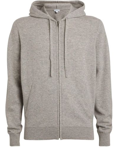 Sunspel Cashmere Zip-up Hoodie - Grey