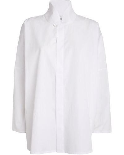 Eskandar Stand-collar Asymmetric Shirt - White
